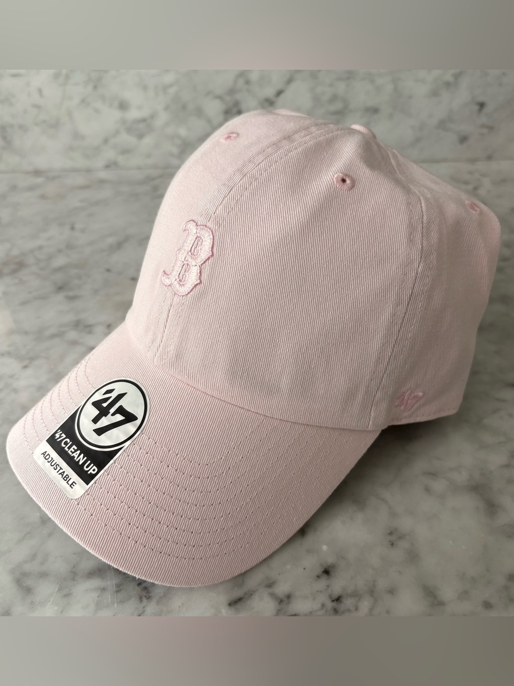 47 Brand Clean Up Adjustable Strap MLB Hat Boston Red Sox OSFM Light Pink